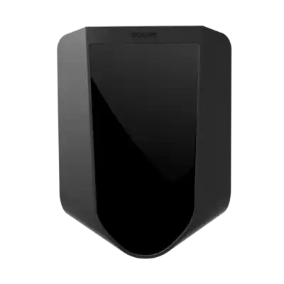 Black wireless speaker met modern design en hoge geluidskwaliteit.