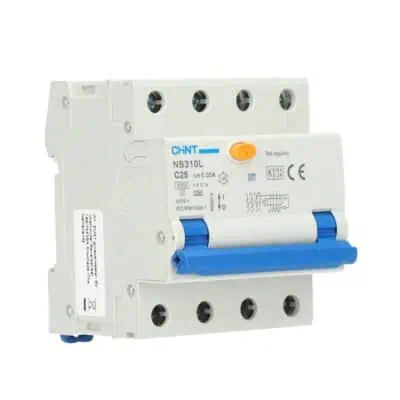 Veiligheidsautomaat voor elektrische installaties, 2-polig, beschermt tegen overbelasting en kortsluiting.